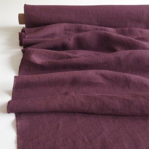 Linen fabric by the yard Eggplant, Pure linen fabrics for patchwork, quilting, curtains, clothing, pillow covers