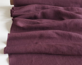 Linen fabric by the yard Eggplant, Pure linen fabrics for patchwork, quilting, curtains, clothing, pillow covers