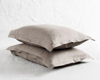 Linen pillowcase Oxford, Natural linen envelope pillow covers with flange, Linen bedding with flange, Includes 1 pillowcase