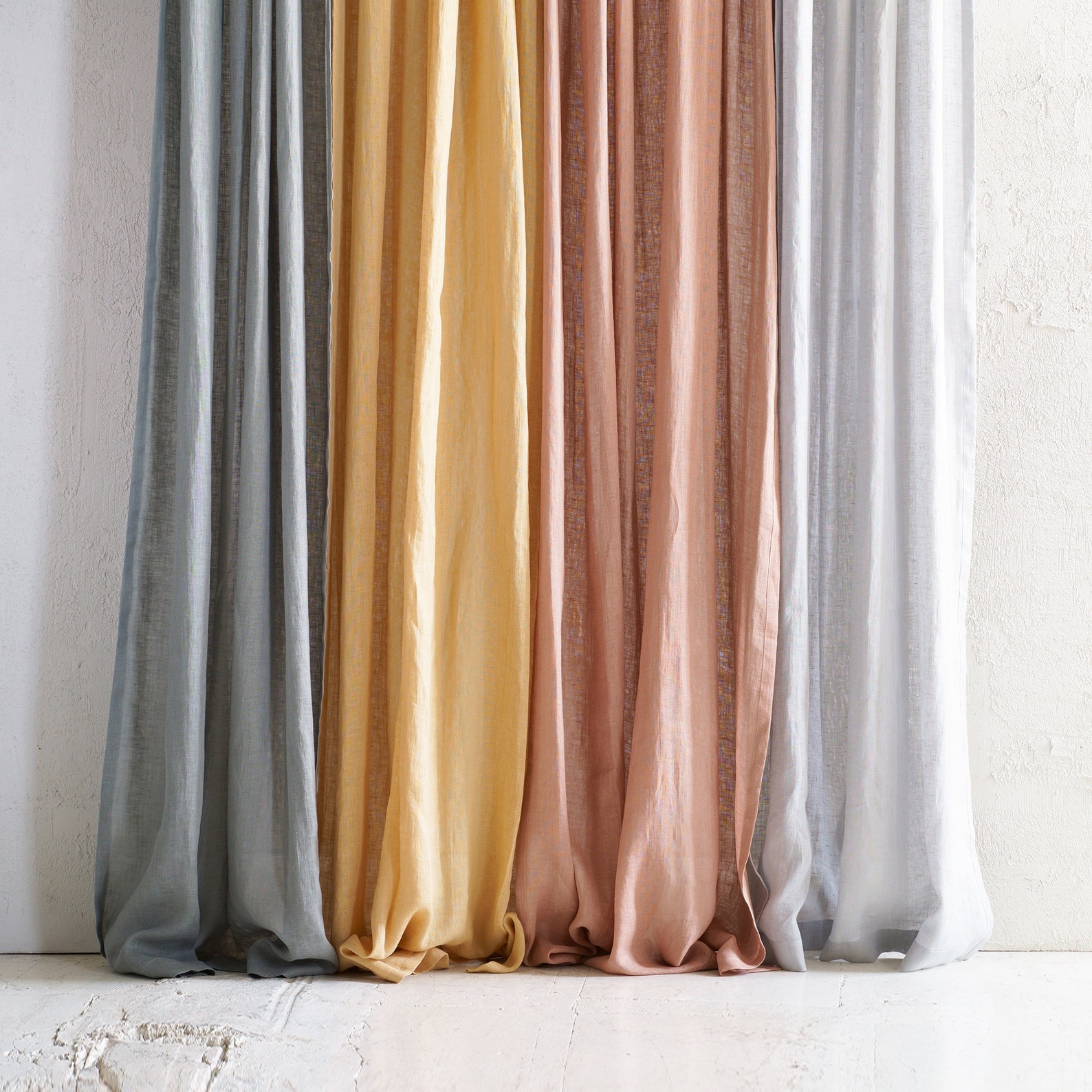 Sheer rod pocket linen curtain panel (1 pcs) main image 0