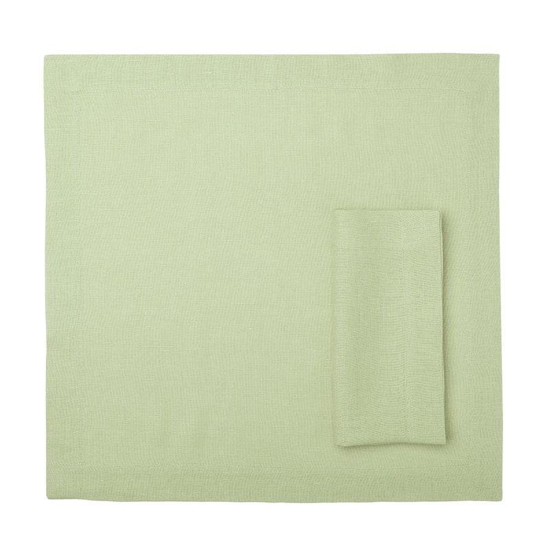 Table napkins and placemats Pale olive, Linen table napkin and placemat set, Custom color linen napkins and fabric placemats with deep hems image 2