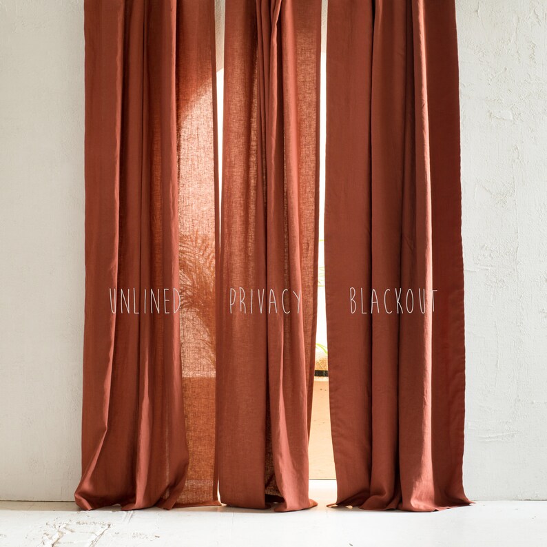 Linen curtains Color block curtains Black and white curtains Etsy