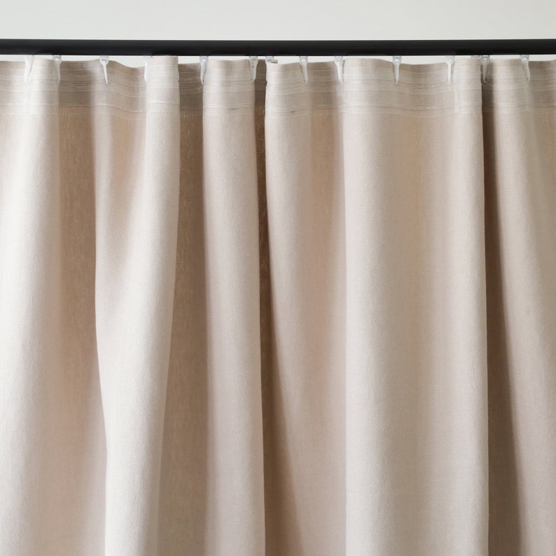 Natural linen curtains, Blackout curtains, 1 window curtain panel, Custom drapery panels with tape for rings, Handmade window treatments image 8