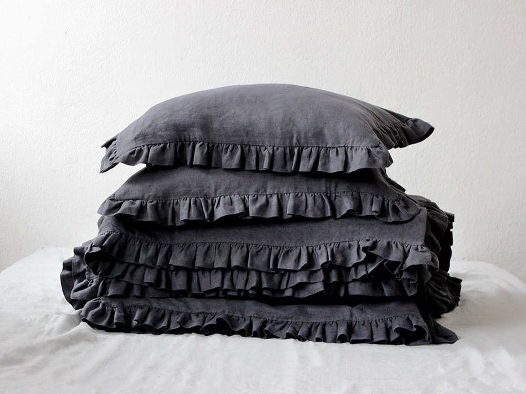 Linen Pillowcase With Ruffles Ruffle Pillowcases 30 Colors Etsy