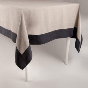 Linen Tablecloth with Wide Border, Linen Tablecloths, Custom Table Cloth