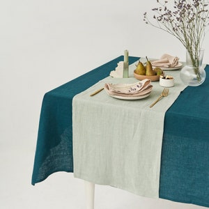 Natural linen table runner, Custom color table runners by Lovely Home Idea, Sustainable table linens image 2