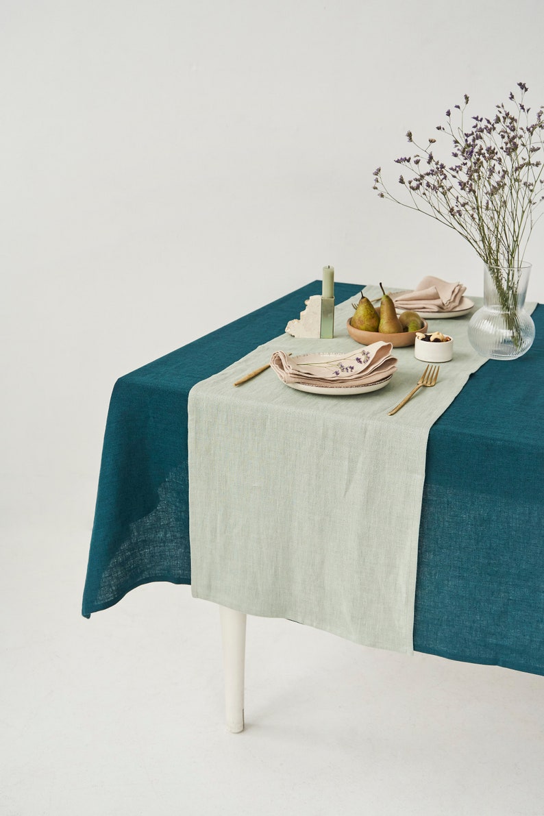 Natural linen table runner, Custom color table runners by Lovely Home Idea, Sustainable table linens image 2