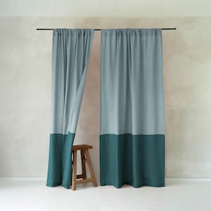 Color block Linen curtains in various colors, Linen curtain panels Rod pocket, Unlined, Privacy or Blackout curtains, Window coverings linen