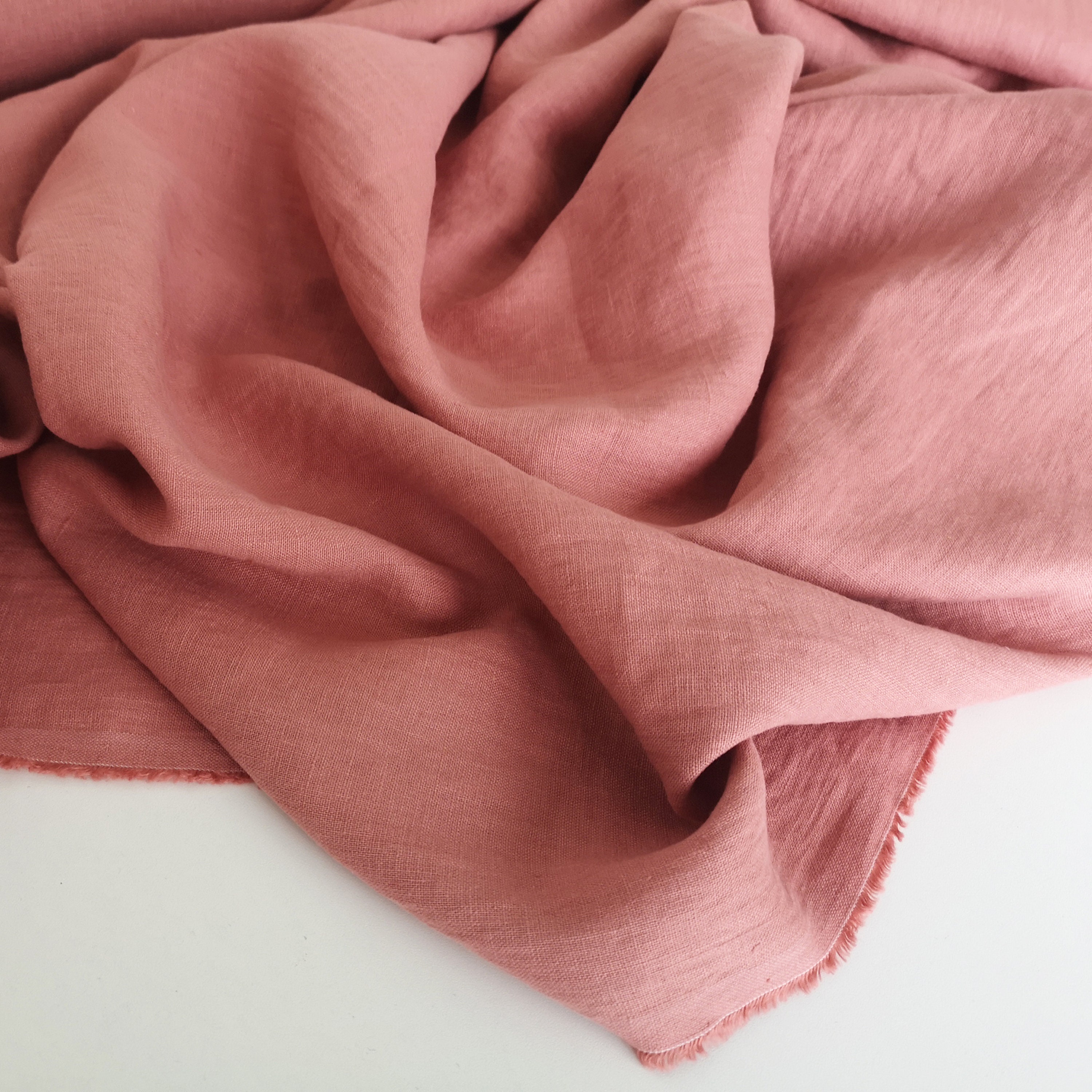 Rust Pink Linen Fabric Fabric by the Yard Salmon Linen Etsy