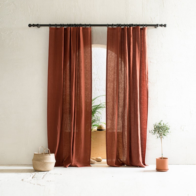 Natural Linen Curtains Blackout Curtains 1 Window Curtain Etsy