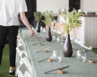 Moss Green Linen Tablecloth, Custom Table Cloth, Rectangular Tablecloth Small To Large