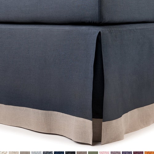 Natural Linen Bed Skirt Color Block Bed Skirt Handmade Etsy