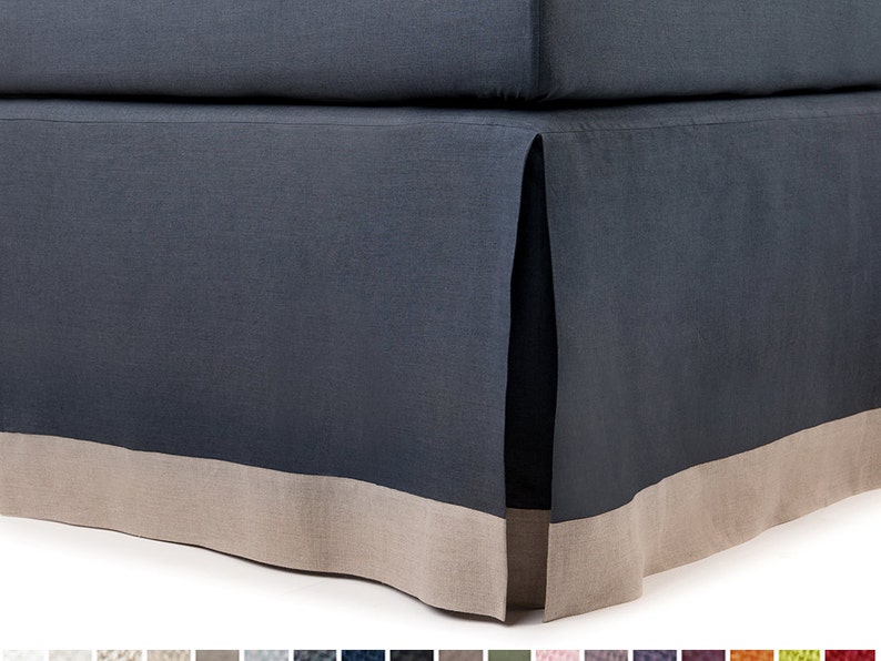 King Bedskirt Queen Bed Skirt Twin Or Full Bedskirts Tailored Linen Box Pleat Color Block Grey