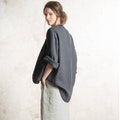 Charcoal linen jacket, Dark grey jackets, Custom cardigan, Linen womens clothing, Long sleeve coat product logo