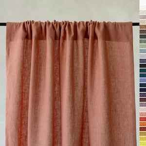 Natural cafe curtain, Linen cafe curtains, Small window curtain panel with rod pocket top, Kitchen curtains, Rod pocket curtains, Sink skirt