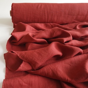 Berry red linen fabric by yard, Red linen by metre, Soft linen fabric for dress, shirt, blouse, pants, pillow covers, curtains, home decor