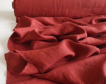 Berry red linen fabric by yard, Red linen by metre, Soft linen fabric for dress, shirt, blouse, pants, pillow covers, curtains, home decor