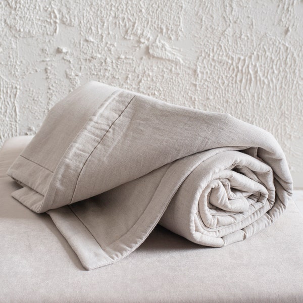 Natural linen blanket or bedspread King Queen Double Twin or Single size More colors available