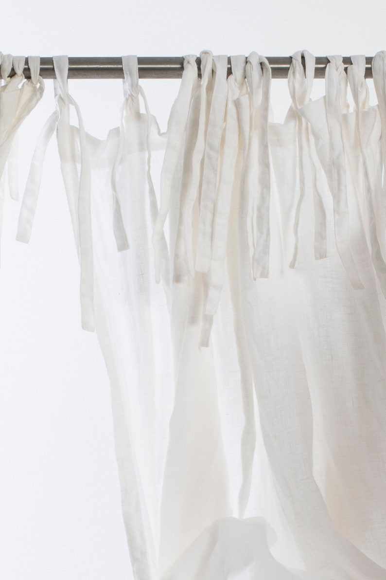 Natural Linen Curtains Tie Top Linen Curtains 1 Panel Etsy