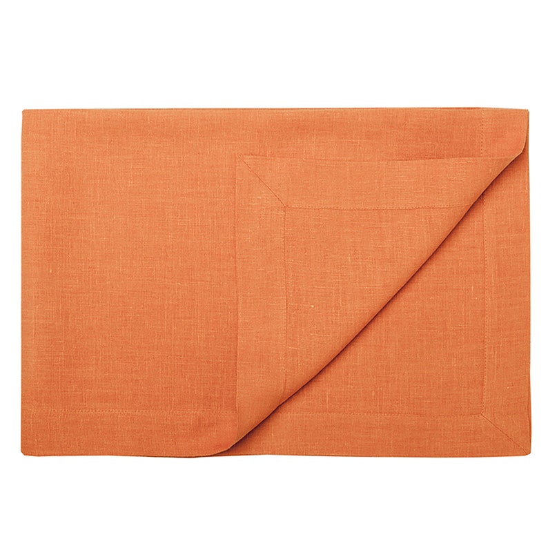 Rust linen tablecloth, Orange tablecloth, Rectangle tablecloth, Natural tablecloth, Boho tablecloth image 2