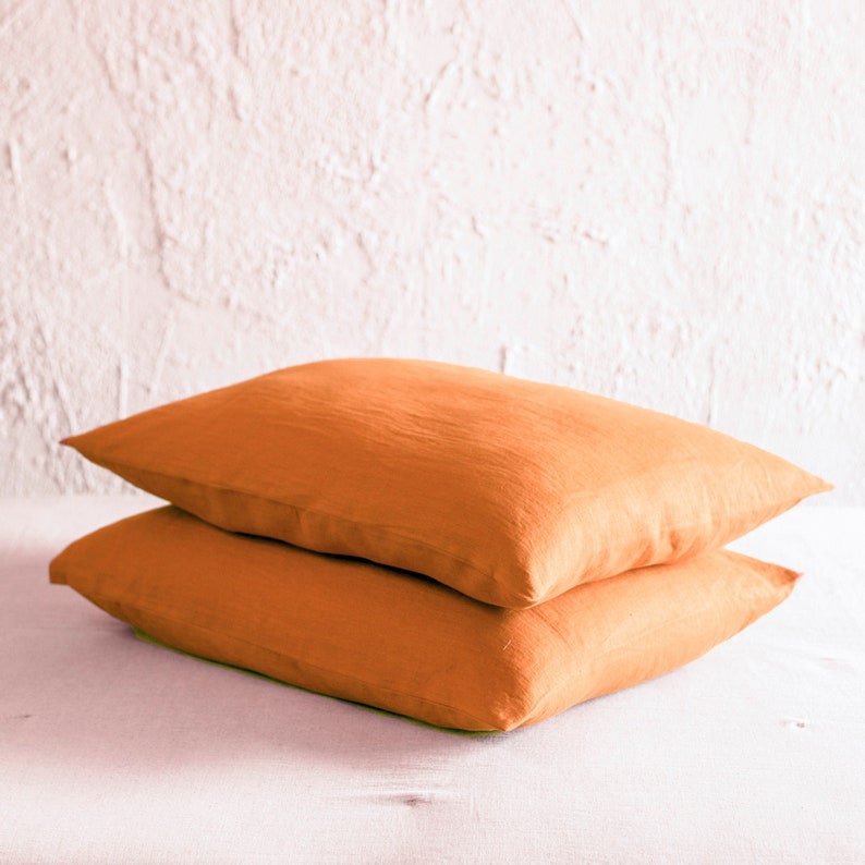 Rust linen pillowcase Linen pillowcases with envelope Etsy