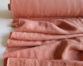 Soft linen fabric by yard Marsala rose, Natural fabric for dresses, pants, summer clothes, curtains, pillowcases, cloth napkins, tablecloths