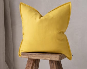 Handmade Honey Linen Pillow Cover, Natural Throw Cushion