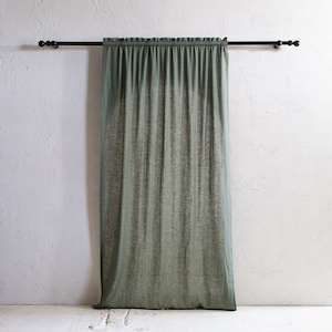 Handmade linen curtains with header, 1 curtain panel, Tight rod pocket window curtains, Blackout curtain panels, Linen window treatments image 4