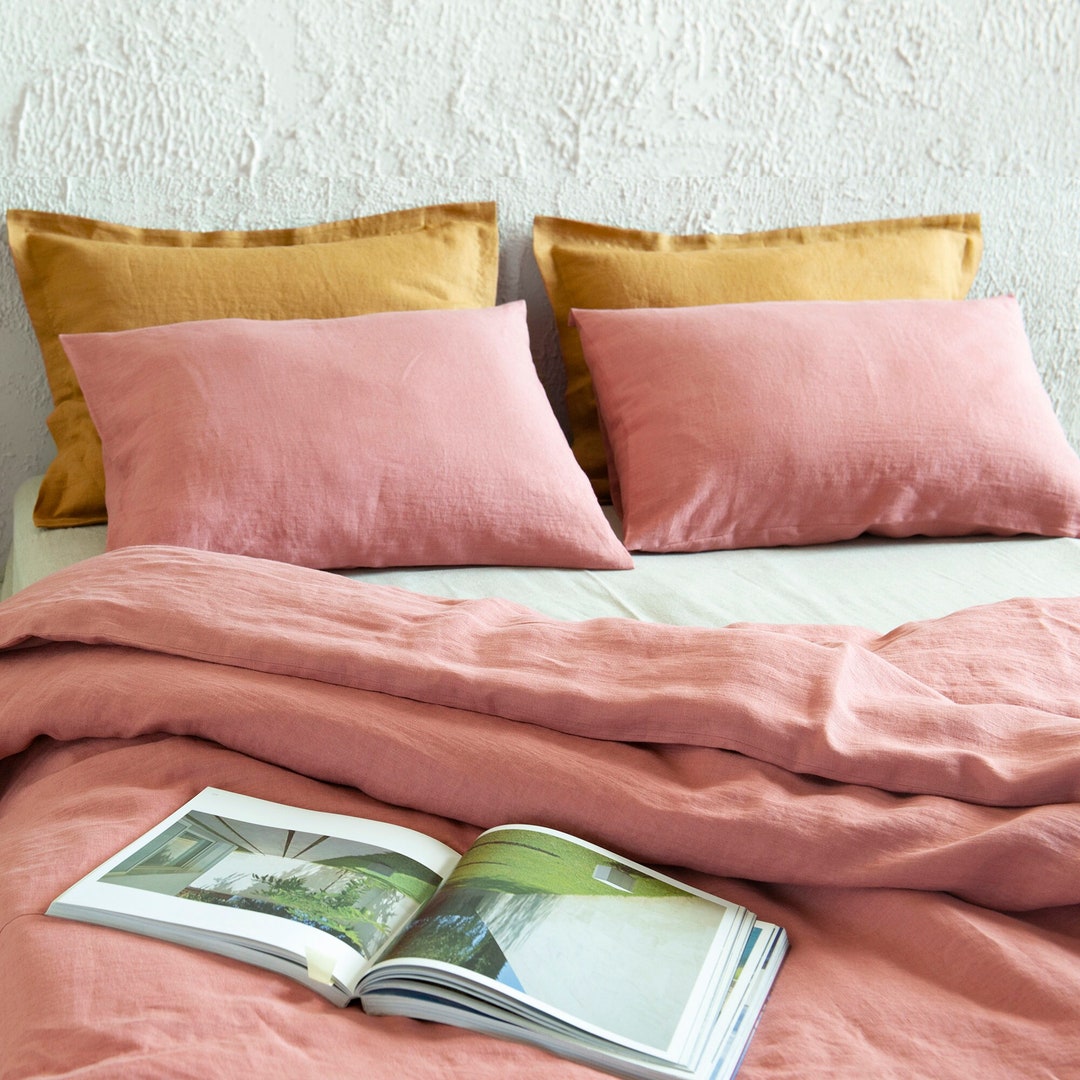 Soft Linen Duvet Cover With Coconut Button Closure Queen Etsy