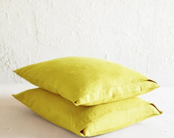 Chartreuse linen pillowcase 30 colors, Linen pillowcases with envelope closure, Chartreuse linen bedding, Includes 1 pillowcase