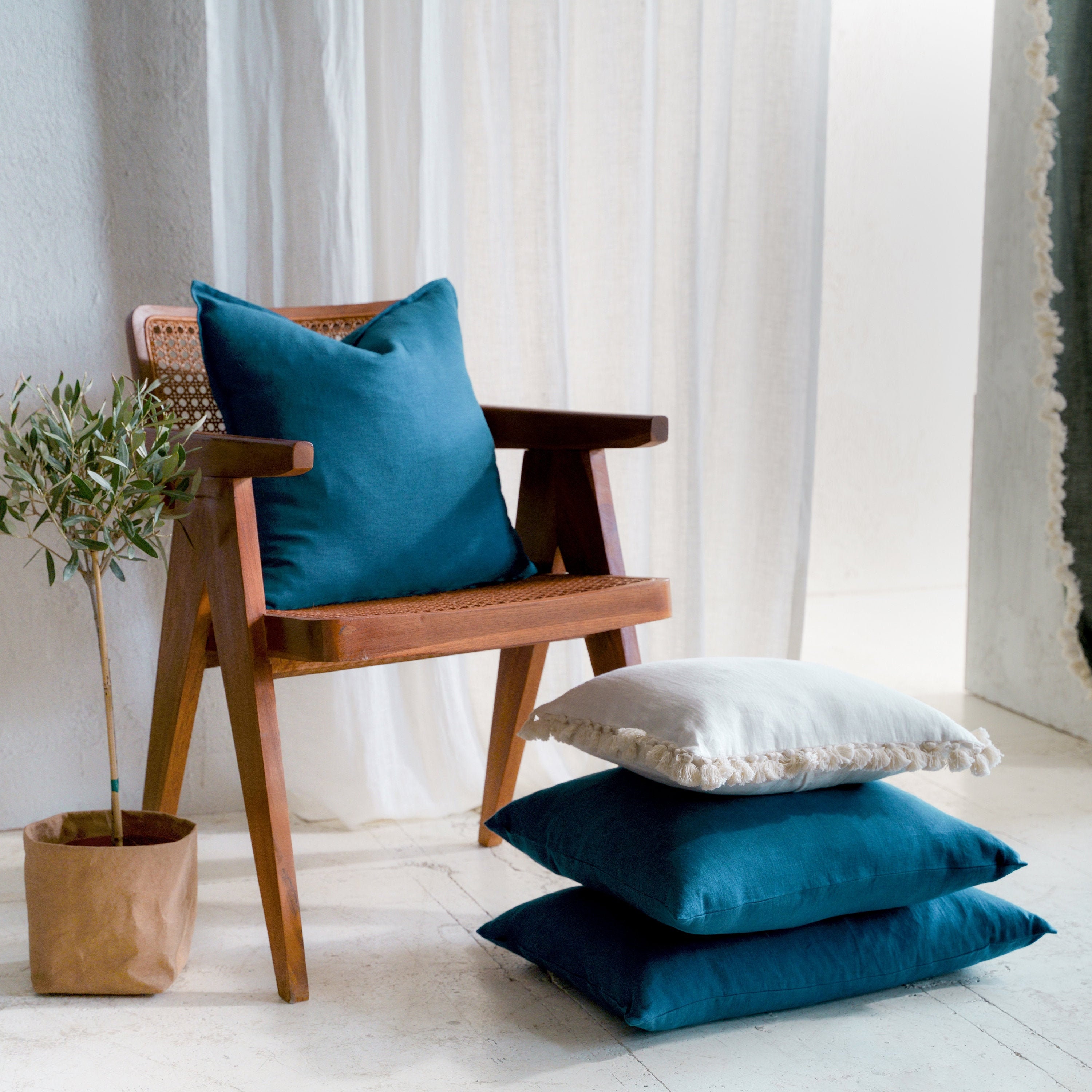 dark teal throw pillow