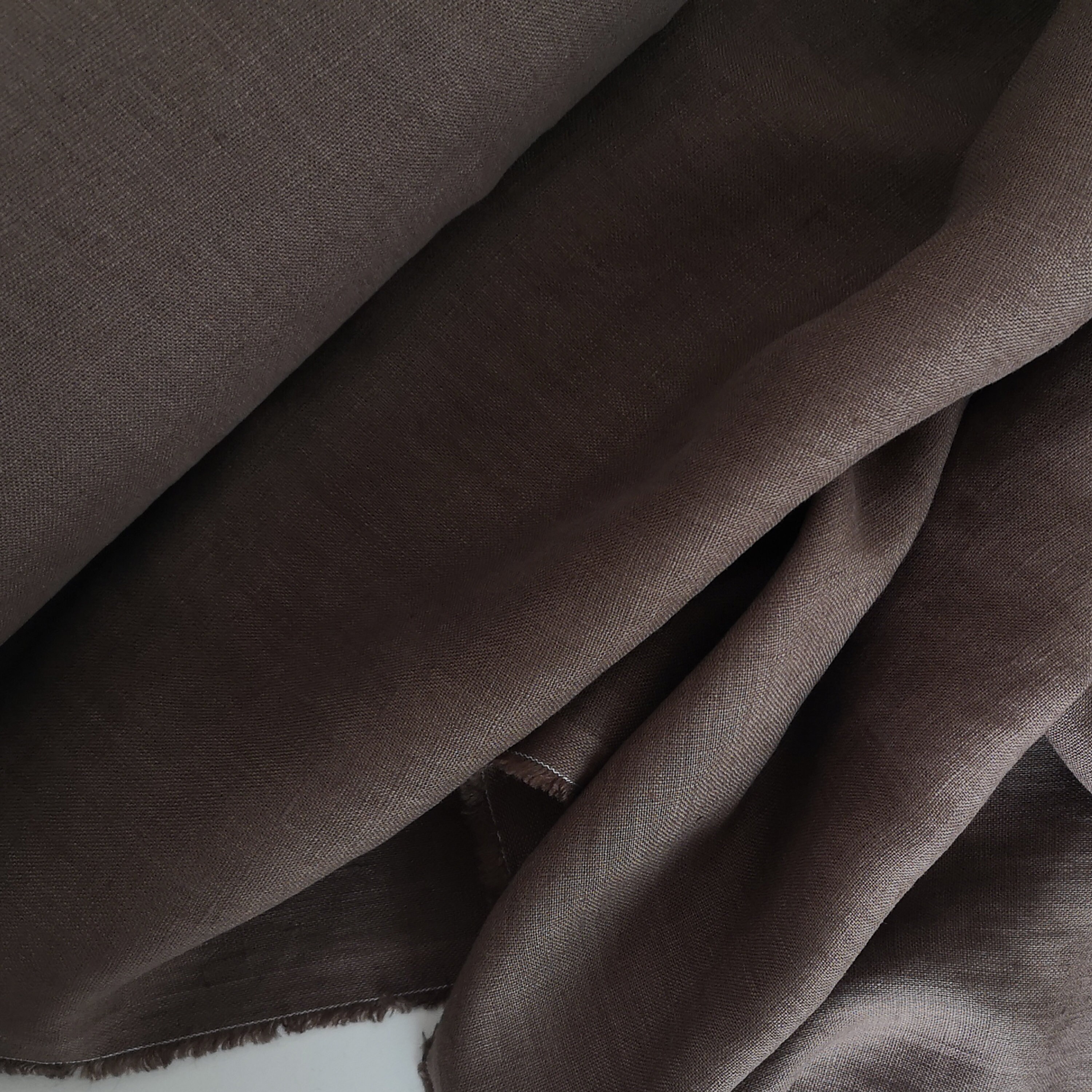 Deep taupe linen fabric by the yard Dark brown linen fabric Etsy
