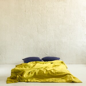 Chartreuse linen pillowcase 30 colors, Linen pillowcases with envelope closure, Chartreuse linen bedding, Includes 1 pillowcase image 5