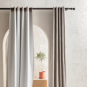 Blackout linen curtains with grommets, Grommet curtain panels, Linen window curtains, Privacy linen eyelet curtains, 1 panel image 9