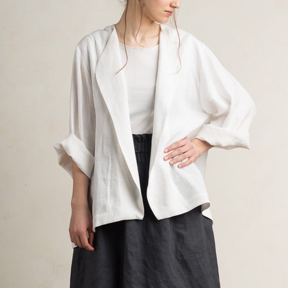 White Linen Jacket Women, 30 Colors, Linen Blazer Women, Casual