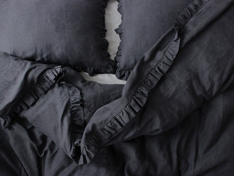 Linen Pillowcase With Ruffles Ruffle Pillowcases 30 Colors Etsy