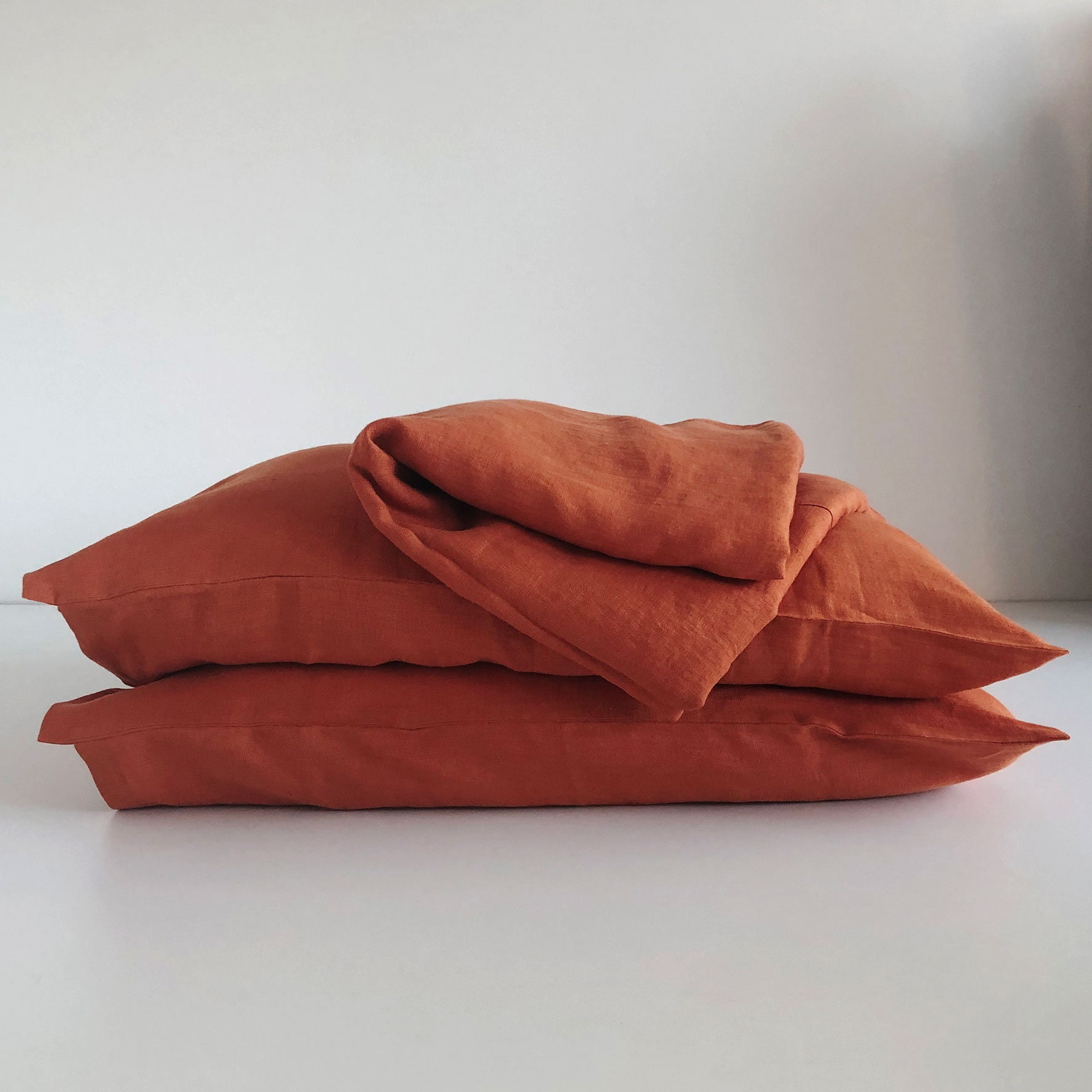 Burnt Orange Linen Pillowcase Linen Pillowcases With Envelope Etsy
