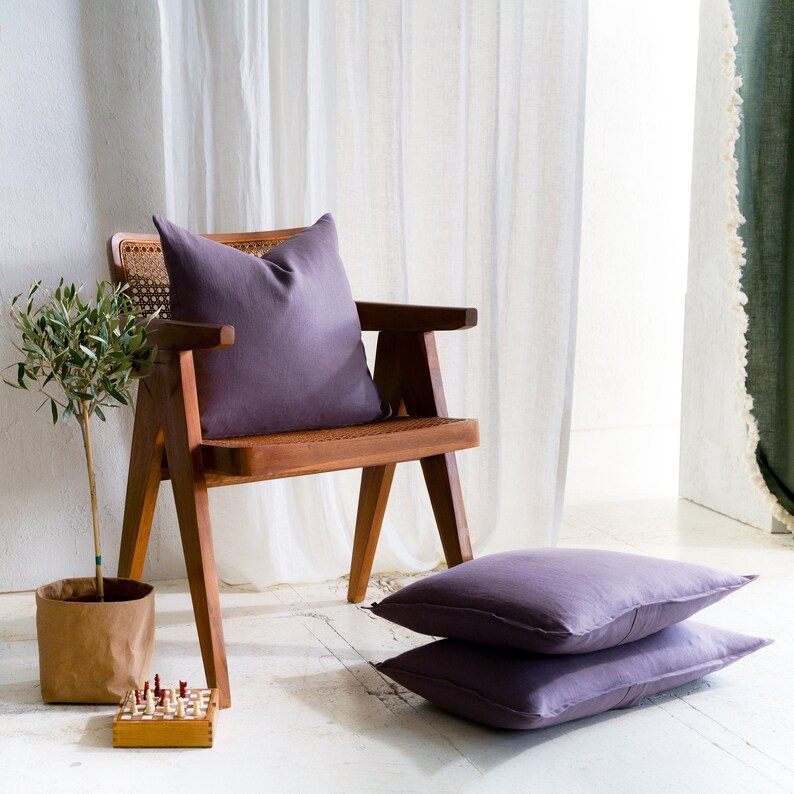 Linen throw pillow cover Knife edge pillow covers with zipper Etsy