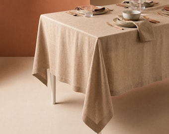 Iced Mocha Linen Tablecloth, Square Rectangle Tablecloths, Custom Table Cloth Small to Extra Large
