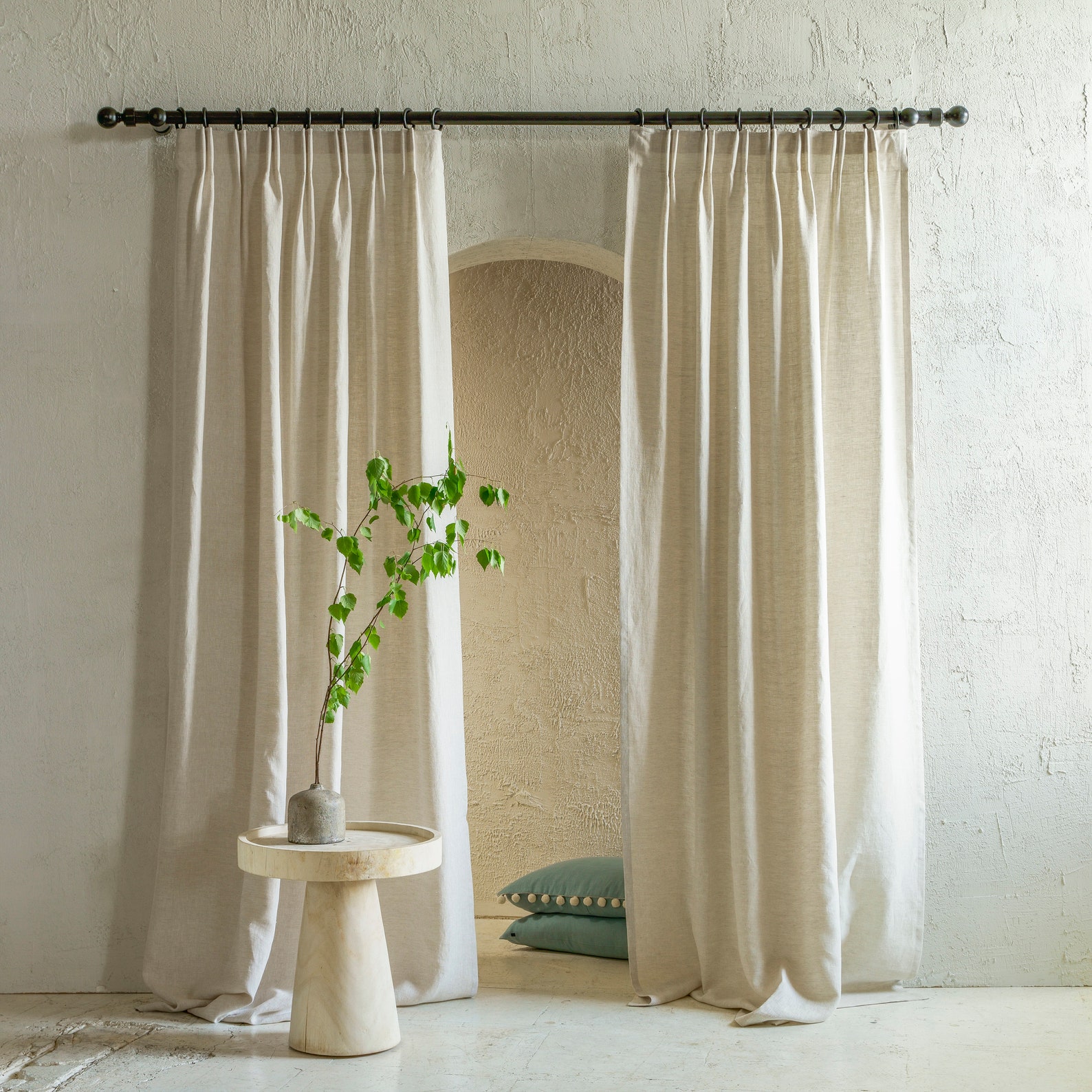 Custom Linen Curtains Double Pleat Curtains 30 Colors Etsy