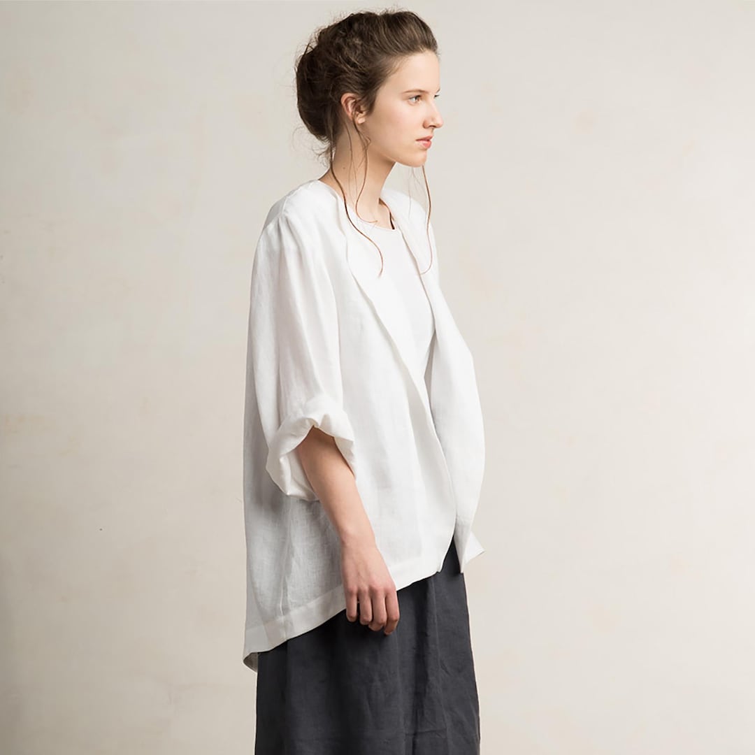 Buy White Linen Jacket Women, White Linen Blazer, Casual Linen