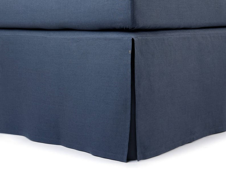 Custom linen bed skirt Full 16 colors Indigo linen bedskirt Etsy