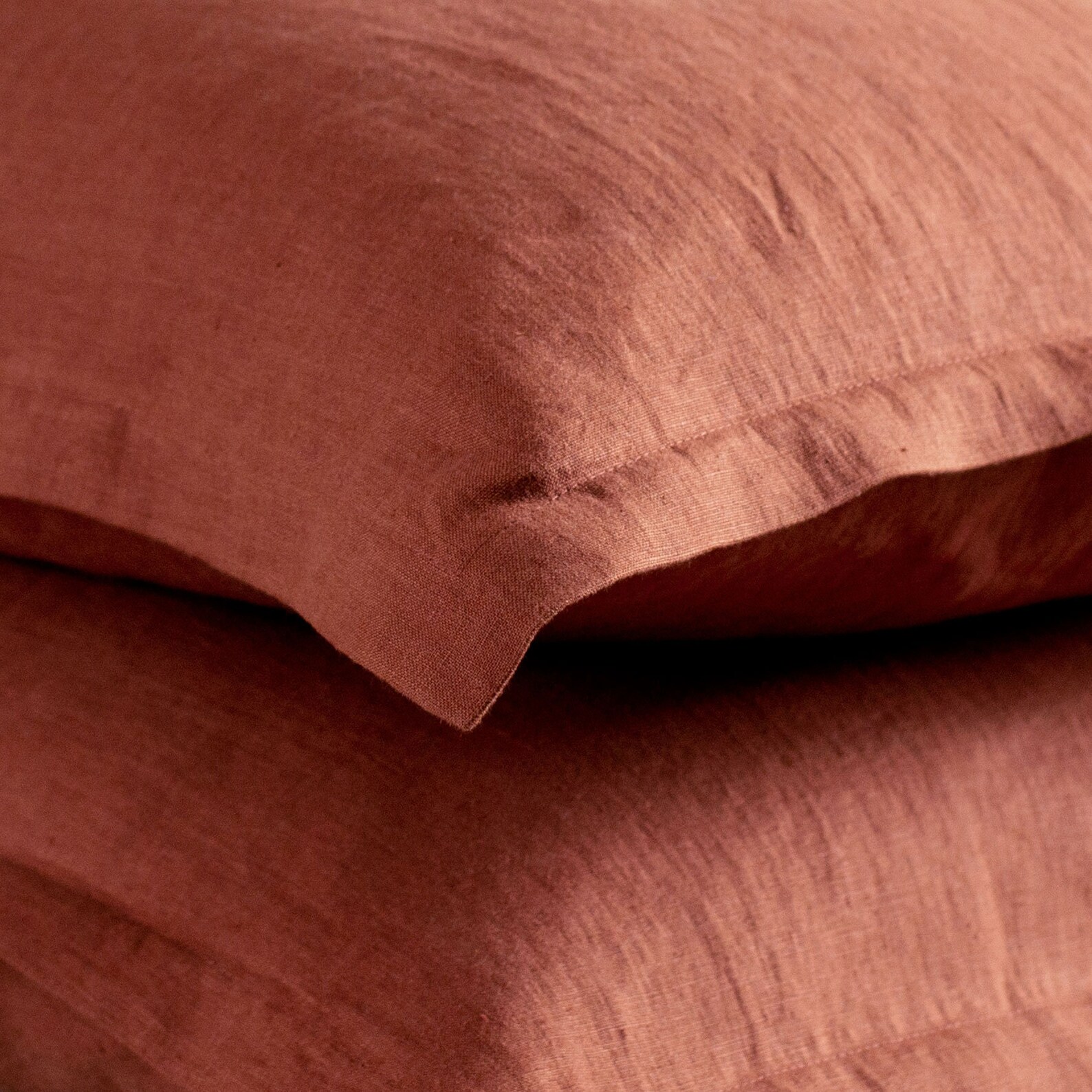 Linen Oxford Pillowcase Burnt Orange Linen Envelope Pillow Etsy