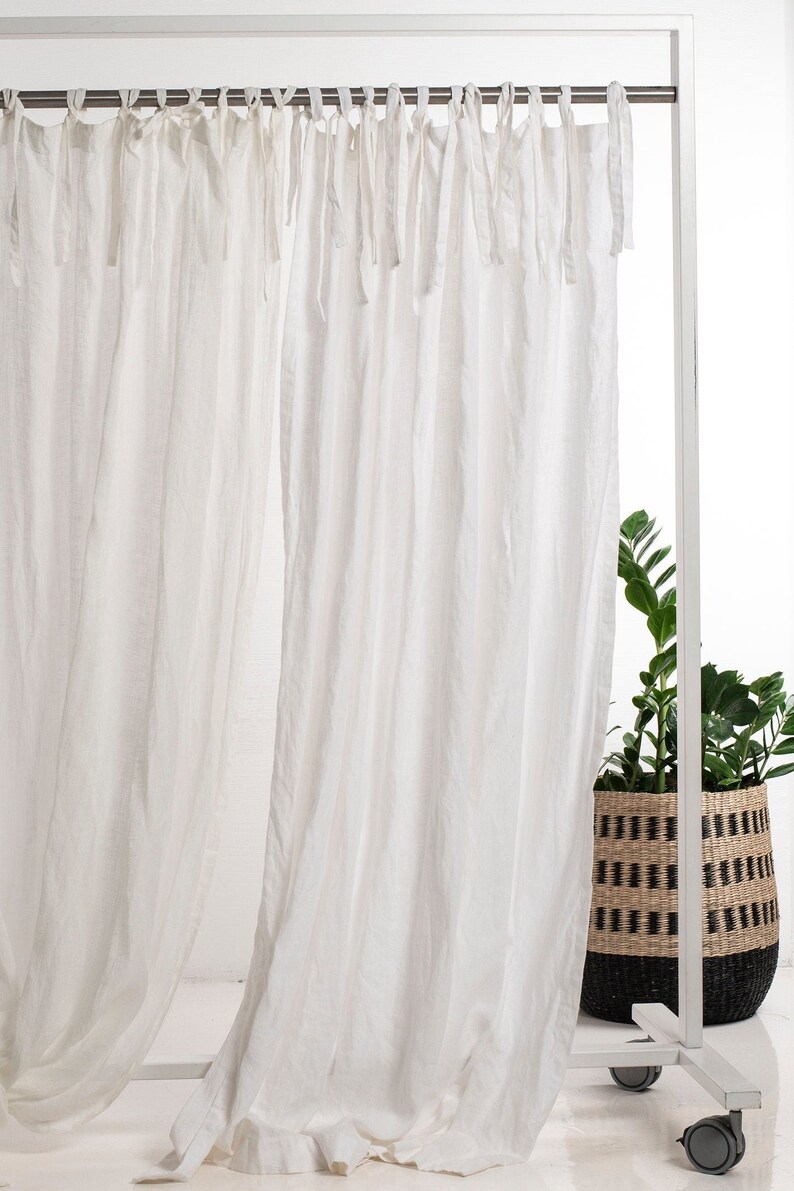 Natural Linen Curtains Tie Top Linen Curtains 1 Panel Etsy