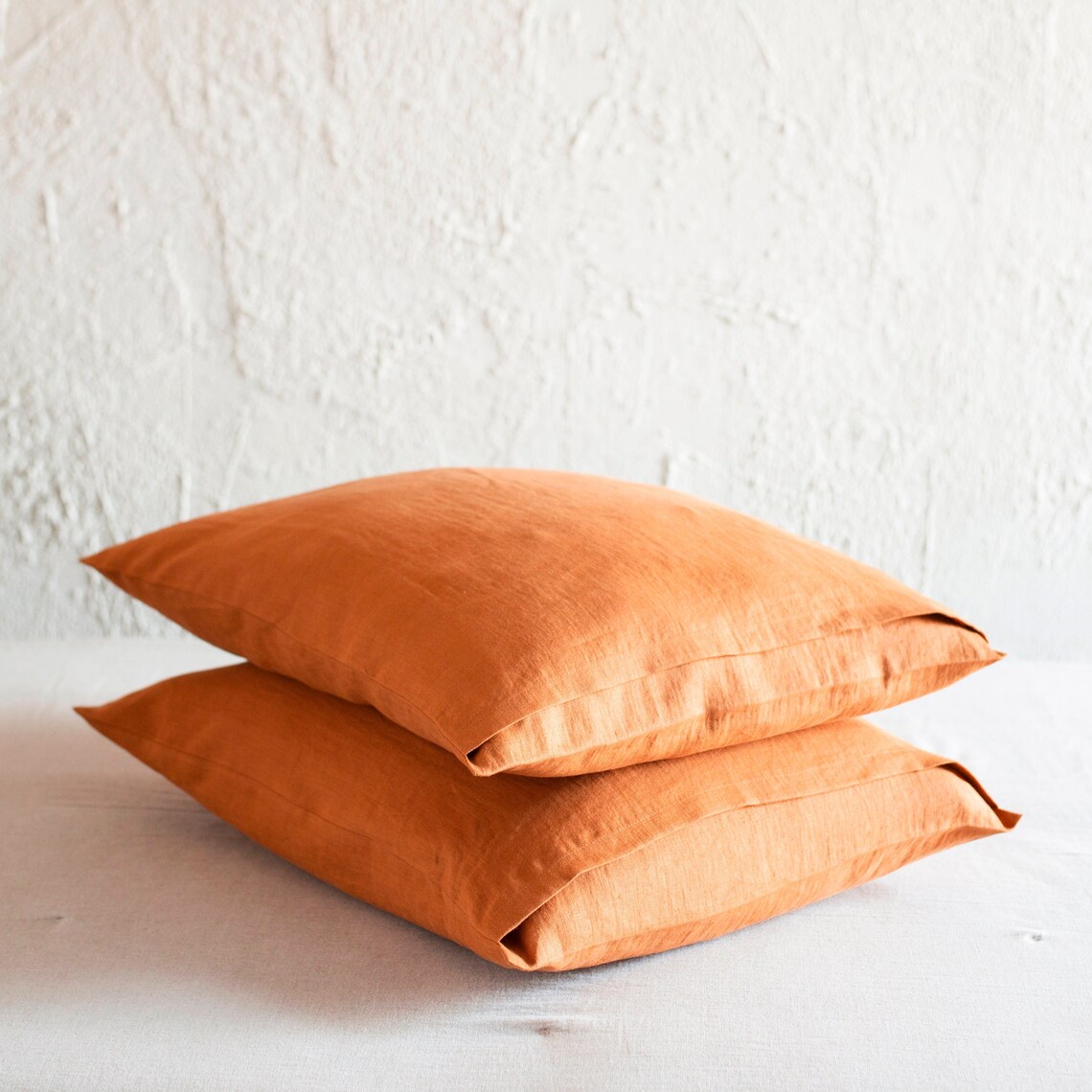 Rust Linen Pillowcase Linen Pillowcases With Envelope Etsy