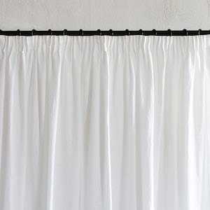 Wide linen curtains for bedroom Blackout, Unlined or Privacy linen curtain with hooks, Pencil pleat window curtain panel