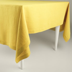 Honey linen tablecloth in various sizes, Yellow linen tablecloth rectange or square, Large custom table cloth, Handmade gift for home
