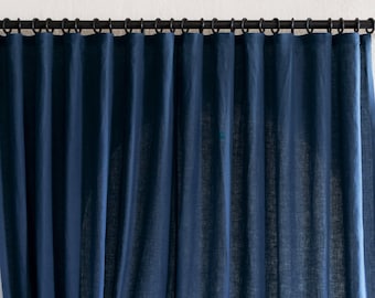 Wide linen curtain panels Blackout, Unlined or Privacy lined curtains with tape for rings, Linen window curtains suitable for tracks