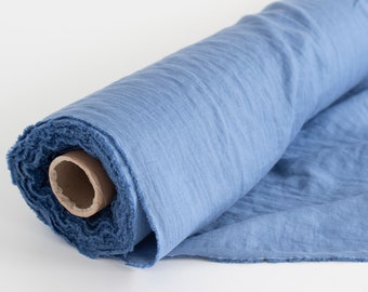 Morbido tessuto di lino blu per abbigliamento o biancheria per la casa, tessuto di lino blu Serenity tagliato su misura, tessuto azzurro per progetti fai da te