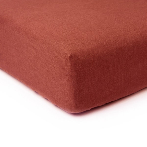 Linen fitted sheet Queen, Twin, Full, Double, King linen bed sheet with elastic, Natural bedding by Lovely Home Idea